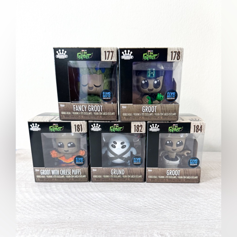 Funko Minis Marvel I Am Groot Bobble-Head Lot of 5
